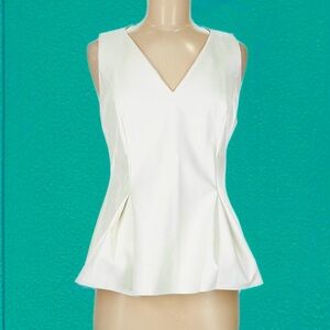 Julie Brown NYC Classic White Sleeveless Peplum Top XS